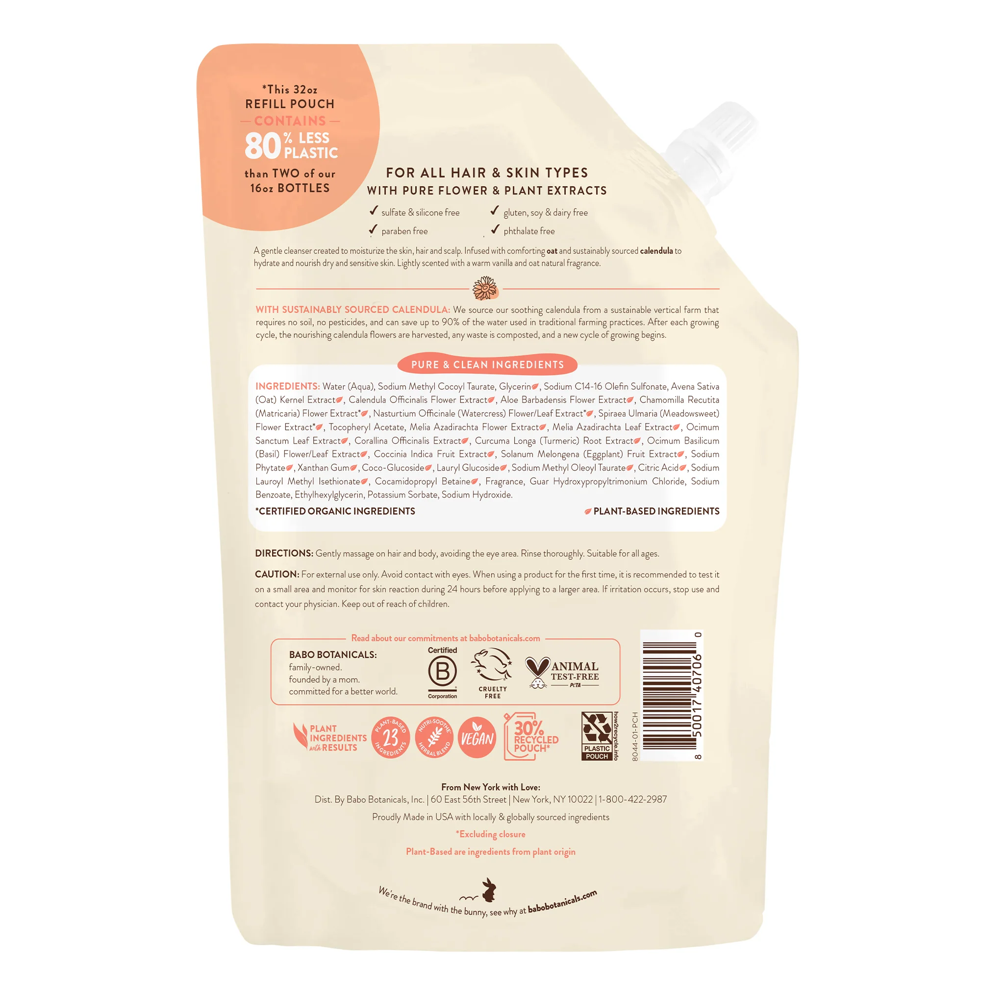Moisturizing Oat & Calendula Shampoo & Wash 4 Moisturizing Oat & Calendula Shampoo & Wash